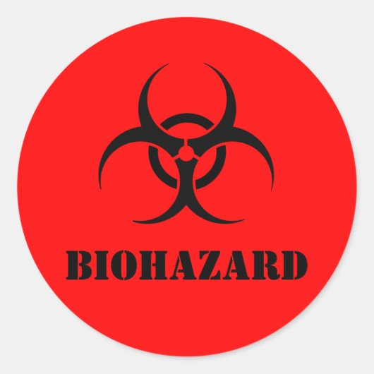 Rood BIOHAZARD Waarschuwingsetiket Halloween Props Ronde Sticker (Voorkant)