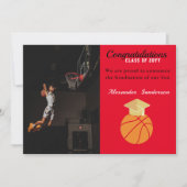 Rood Black Basketball afstuderen Aankondiging (Voorkant)