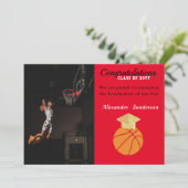 Rood Black Basketball afstuderen Aankondiging (Staand voorkant)
