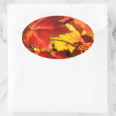 Rood blad geel blad gouden herfst bladeren ovale sticker (Tas)