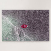 Rood blad met gespikkeld zand legpuzzel (Horizontaal)