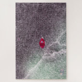 Rood blad met gespikkeld zand legpuzzel (Verticaal)