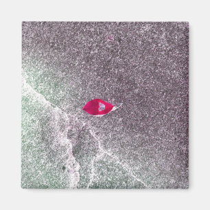 Rood blad met gespikkeld zand magneet