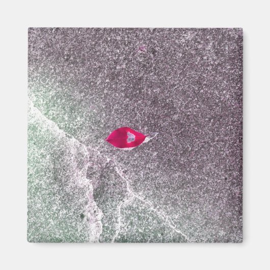 Rood blad met gespikkeld zand magneet (Voorkant)