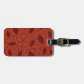 Rood bladeren patroon op sinaasappel bagagelabel (Voorkant horizontaal)