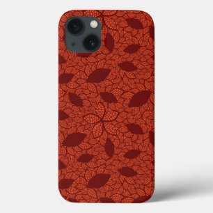 Rood bladeren patroon op sinaasappel Case-Mate iPhone case