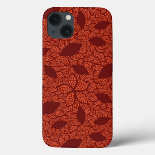 Rood bladeren patroon op sinaasappel Case-Mate iPhone case (Achterkant)