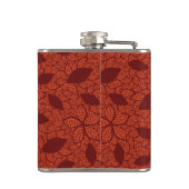 Rood bladeren patroon op sinaasappel heupfles (Achterkant)