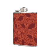 Rood bladeren patroon op sinaasappel heupfles (Links)