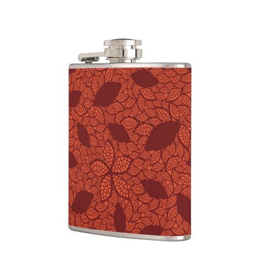 Rood bladeren patroon op sinaasappel heupfles (Links)