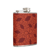 Rood bladeren patroon op sinaasappel heupfles (Rechts)