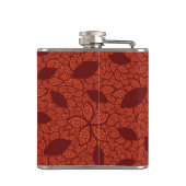 Rood bladeren patroon op sinaasappel heupfles (Achterkant)