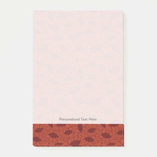 Rood bladeren patroon op sinaasappel post-it® notes (Voorkant)