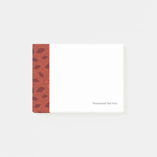 Rood bladeren patroon op sinaasappel post-it® notes (Voorkant)
