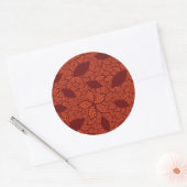 Rood bladeren patroon op sinaasappel ronde sticker (Envelop)