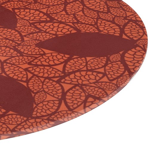 Rood bladeren patroon op sinaasappel snijplank (Hoek)