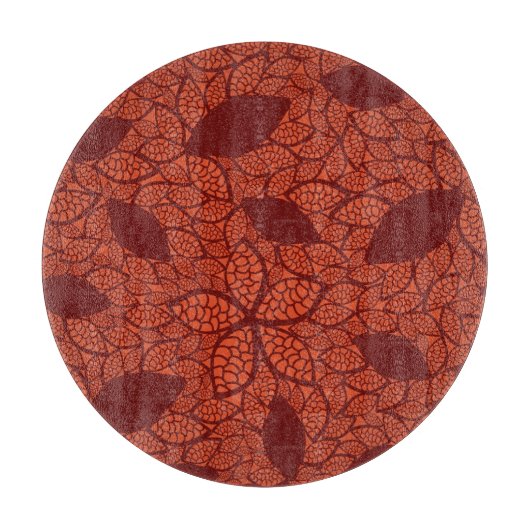 Rood bladeren patroon op sinaasappel snijplank (Voorkant)