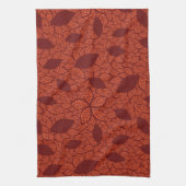 Rood bladeren patroon op sinaasappel theedoek (Verticaal)