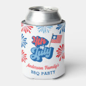 Rood & Blauw 4 juli Vuurwerk Retro BBQ Party Blikjeskoeler (Blikje Voorkant)