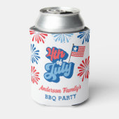 Rood & Blauw 4 juli Vuurwerk Retro BBQ Party Blikjeskoeler (Blikje Achterkant)