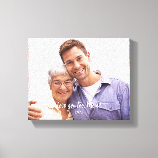 Rood Blauw Abstract Bloemenpatroon Rand Foto Canvas Afdruk (Voorkant)