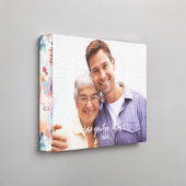 Rood Blauw Abstract Bloemenpatroon Rand Foto Canvas Afdruk