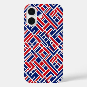 Rood blauw Abstract patroon iPhone 16 Hoesje