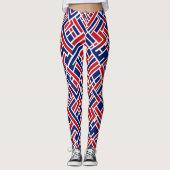 Rood blauw Abstract patroon Leggings (Voorkant)
