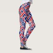 Rood blauw Abstract patroon Leggings (Rechts)