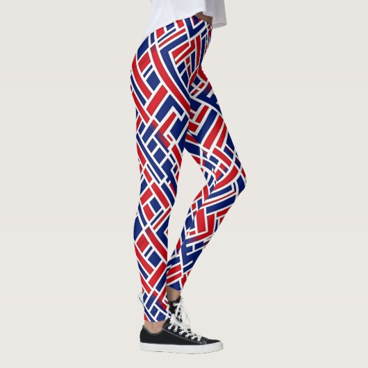 Rood blauw Abstract patroon Leggings (Rechts)