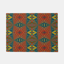 Rood Blauw Abstract Print Hippie Boho Unique Triba Deurmat