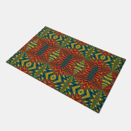 Rood Blauw Abstract Print Hippie Boho Unique Triba Deurmat