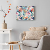 Rood Blauw Abstract Schilderij Bloemenpatroon Canvas Afdruk