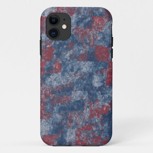 Rood & Blauw Abstracte Textuur iPhone 11 Hoesje (Achterkant)