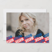 Rood & Blauw Afstuderen 2 Fotoaankondiging Kaart (Achterkant)