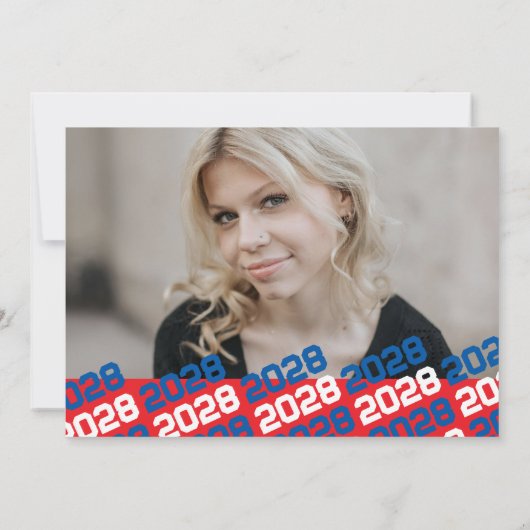 Rood & Blauw Afstuderen 2 Fotoaankondiging Kaart (Achterkant)