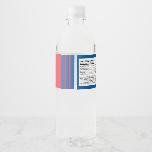 Rood & Blauw Afstuderen Waterflesetiket Waterfles Etiket (Achterkant)