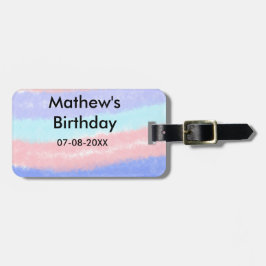 Rood blauw Amerikaanse jongen verjaardag naam datu Bagagelabel