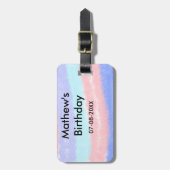 Rood blauw Amerikaanse jongen verjaardag naam datu Bagagelabel (Voorkant verticaal)