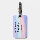 Rood blauw Amerikaanse jongen verjaardag naam datu Bagagelabel (Achterkant verticaal)