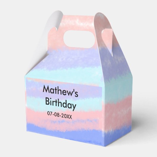 Rood blauw Amerikaanse jongen verjaardag naam datu Bedankdoosjes (Voorkant Zijde)
