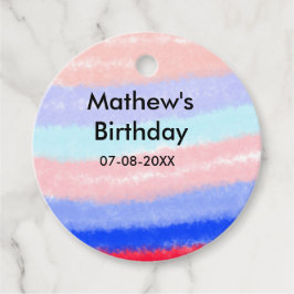 Rood blauw Amerikaanse jongen verjaardag naam datu Bedankjes Labels