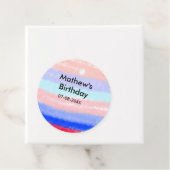 Rood blauw Amerikaanse jongen verjaardag naam datu Bedankjes Labels (In situ)