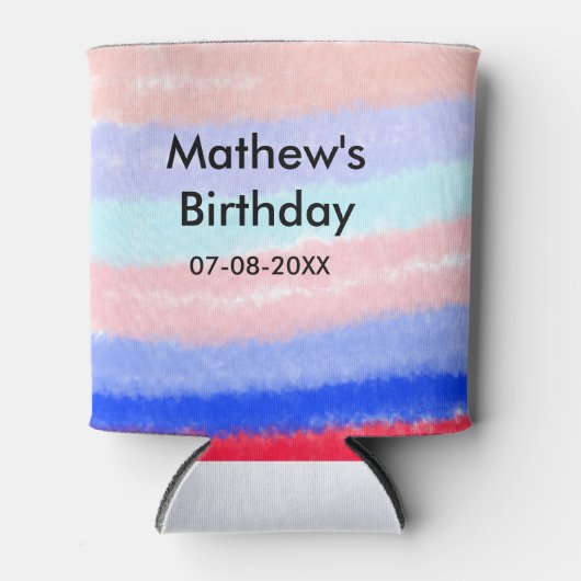 Rood blauw Amerikaanse jongen verjaardag naam datu Blikjeskoeler (Voorkant)