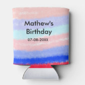 Rood blauw Amerikaanse jongen verjaardag naam datu Blikjeskoeler (Achterkant)