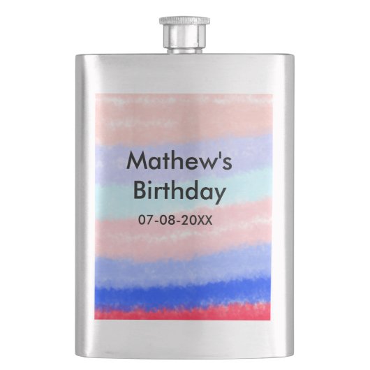 Rood blauw Amerikaanse jongen verjaardag naam datu Flacon (Voorkant)