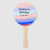 Rood blauw Amerikaanse jongen verjaardag naam datu Handwaaier (Achterkant)