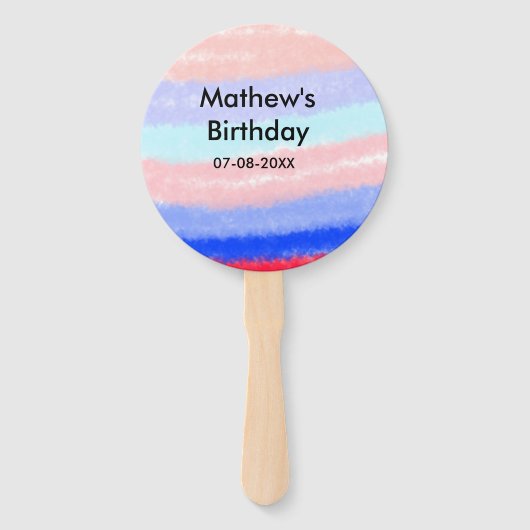 Rood blauw Amerikaanse jongen verjaardag naam datu Handwaaier (Voorkant)