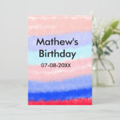 Rood blauw Amerikaanse jongen verjaardag naam datu Kaart (Staand voorkant)