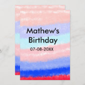 Rood blauw Amerikaanse jongen verjaardag naam datu Kaart (Voorkant / Achterkant)